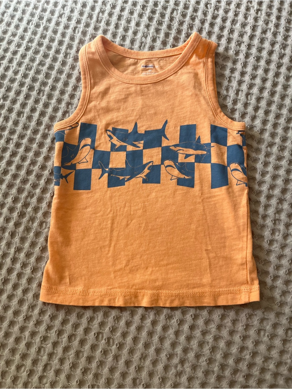 5 for $10 George Orange Tank Top with Blue Shark Checker Print